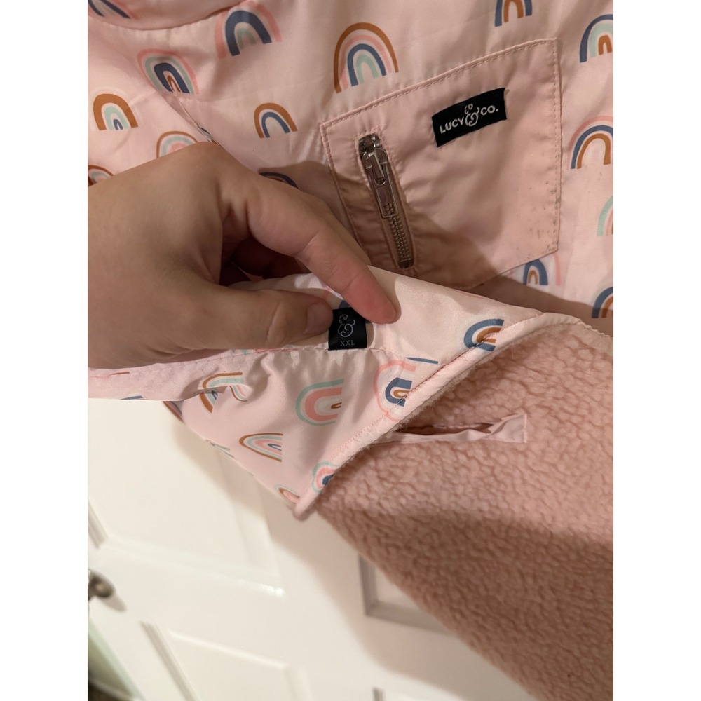 Lucy & Co Pink Rainbow Reversible Sherpa Dog Puffer Vest XXL New With Tags - Picture 5 of 5